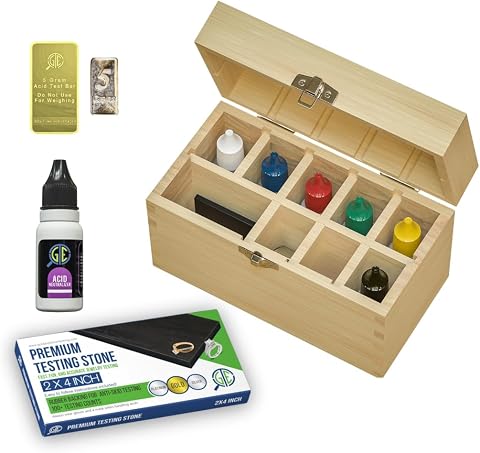 Gold Silver Platinum Jewelry Testing Kit with Solutions and Test Bars