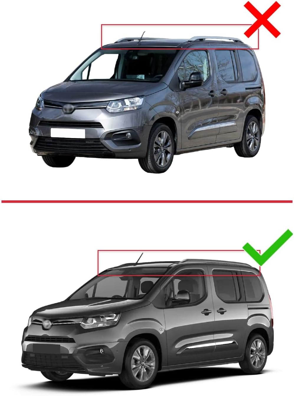 Compatible with Toyota Proace City Verso 2023-2026 ACE-2 Type Car Roof Rack Cross Bar Grey Aluminium Bars