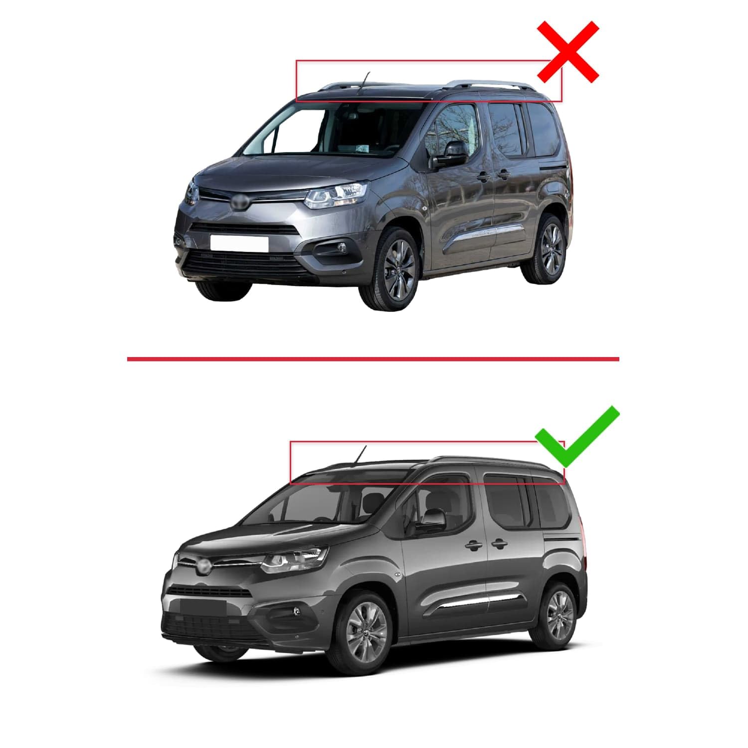 Compatible con Toyota Proace City Verso 2023-2026 Modelo Ace-2 Barra de Techo Auto Portaequipajes Barras Transversales Gris Aluminio 2 Barras