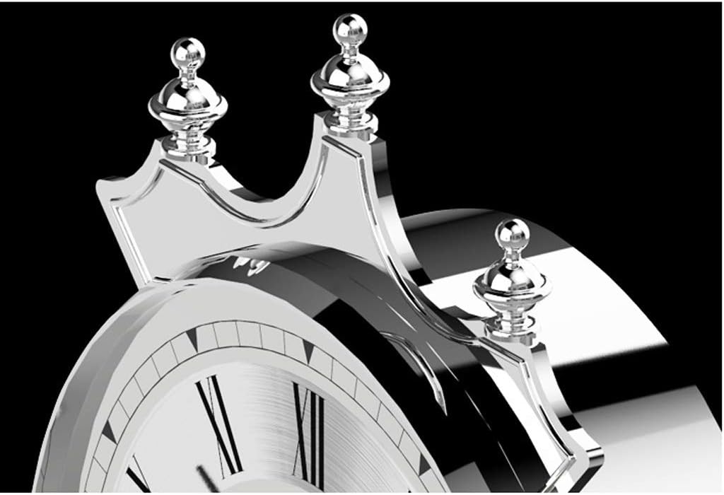 Indoor Bracket Clock European Crystal Rotating Table Clock American Metal Pendulum Clock Modern Living Room Decoration Table Clock Clock Ornaments Silver for Home Office Bedroom