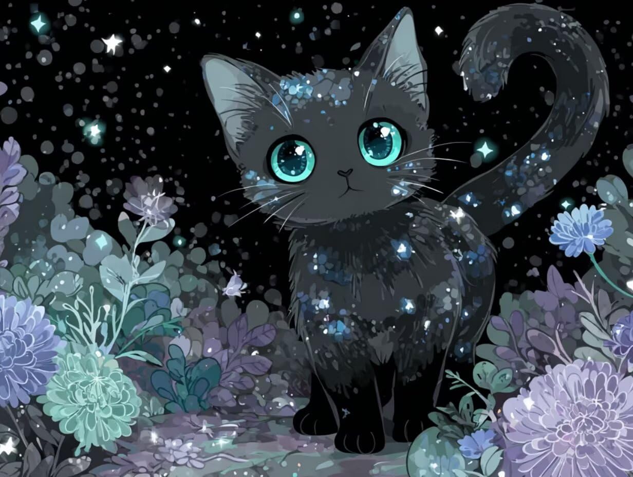 Puzzle de 2000 para Adultos, Gato Negro, Rompecabezas Clásicos YHPGL7-310