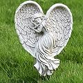Sleeping Angel Garden Outdoor Statue Memorial Angel Figurine & Sculpture Memory Guardian Angel with Stake - 12 inch