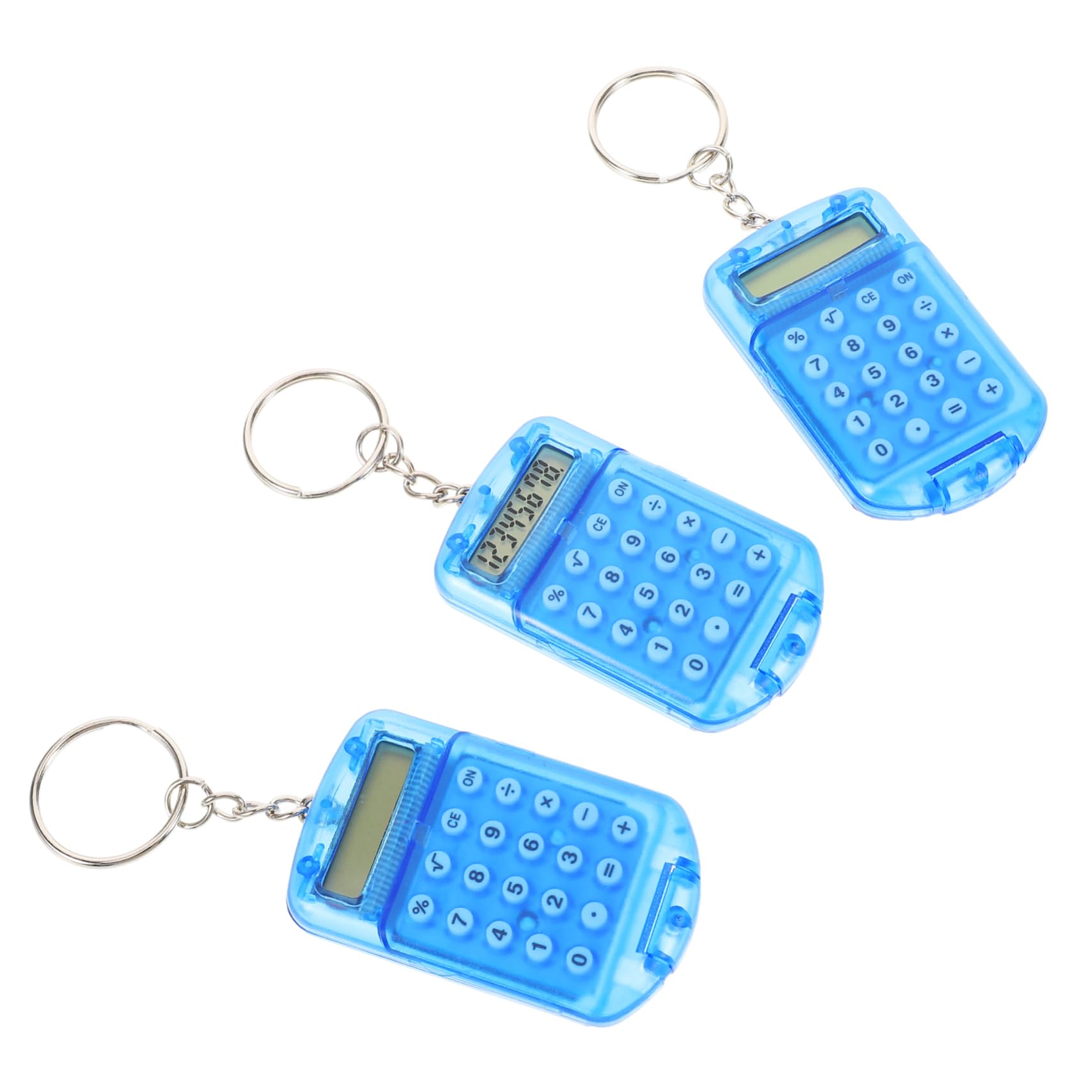3 Pezzi Mini Calcolatrici Portachiavi Trasparenti - Display 8 Cifre, In ABS, Compatte, Per Scuola E Uso Quotidiano