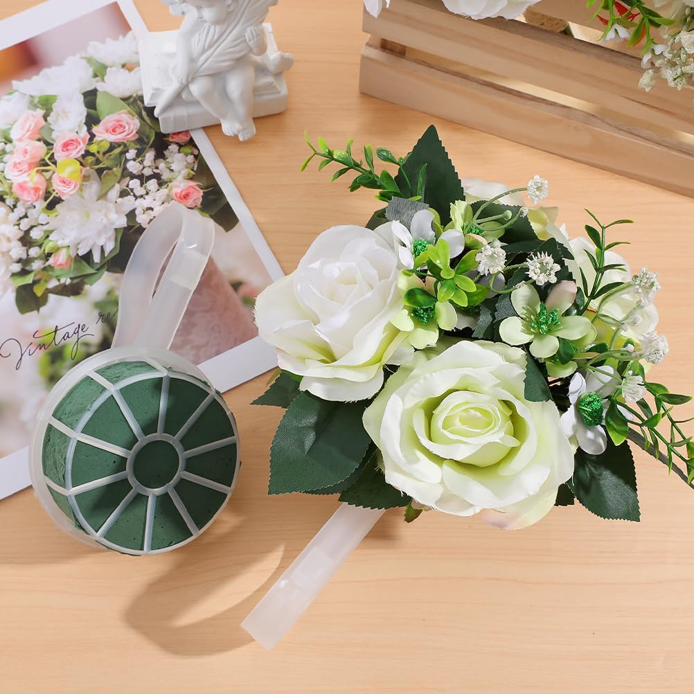GANAZONO Floral Bouquet Holder 4 Pcs Set with Foam and Handle for Wedding Flower Arrangements Bridal Fresh Flower Holder for Cascading Bouquets and Autumn Bride Decorations