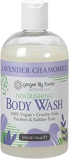 Ginger Lily Farms Botanicals Nourishing Body Wash, 100% Vegan & Cruelty-Free, Lavender Chamomile Scent, 12 Fl Oz