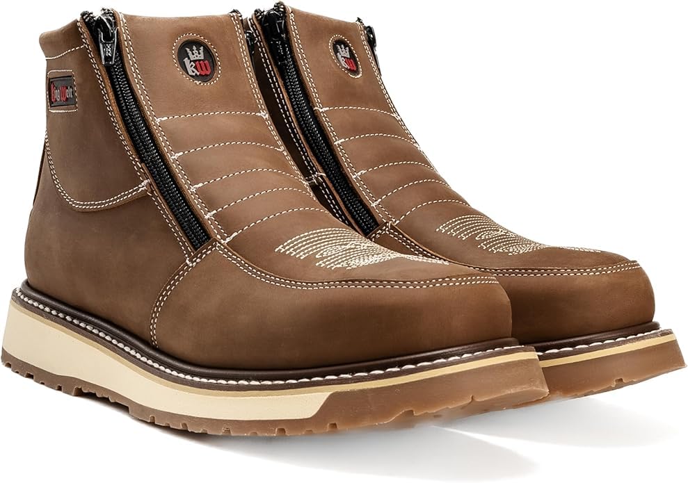King Welt Ultra Flex 6" 335 Medallion Dual Zipper Double Density Lightweight Men Western Soft Toe Work Boots2
