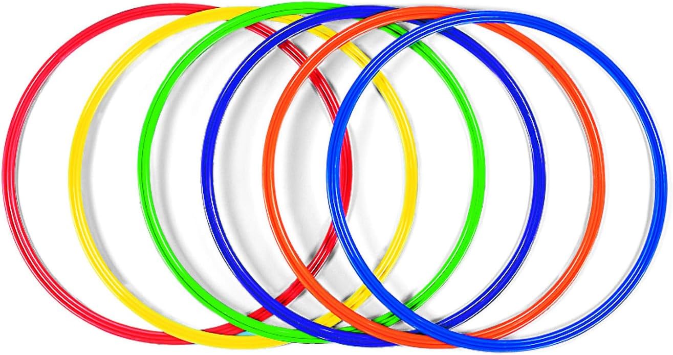 Large 20 Inch Obstacle Course Agility Rings Set of 6 - Professional PE Equipment for Elementary School Physical Education | Carnival Games Ring Toss for Kids Outdoor Play & Field Day