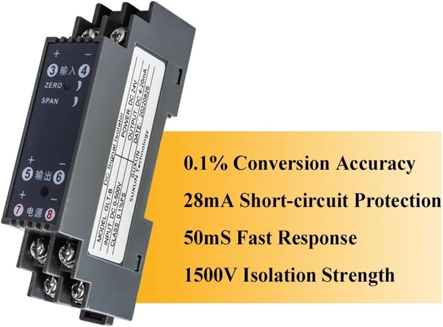 4-20mA to 0-5V RS485 Signal Isolator DC Current Voltage Isolated Signal Converter Analog Signal Isolator(4-20MA Out_DC24V)