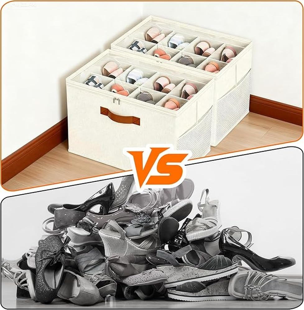 Organizzatore per scarpe per armadi, scatole salvaspazio per