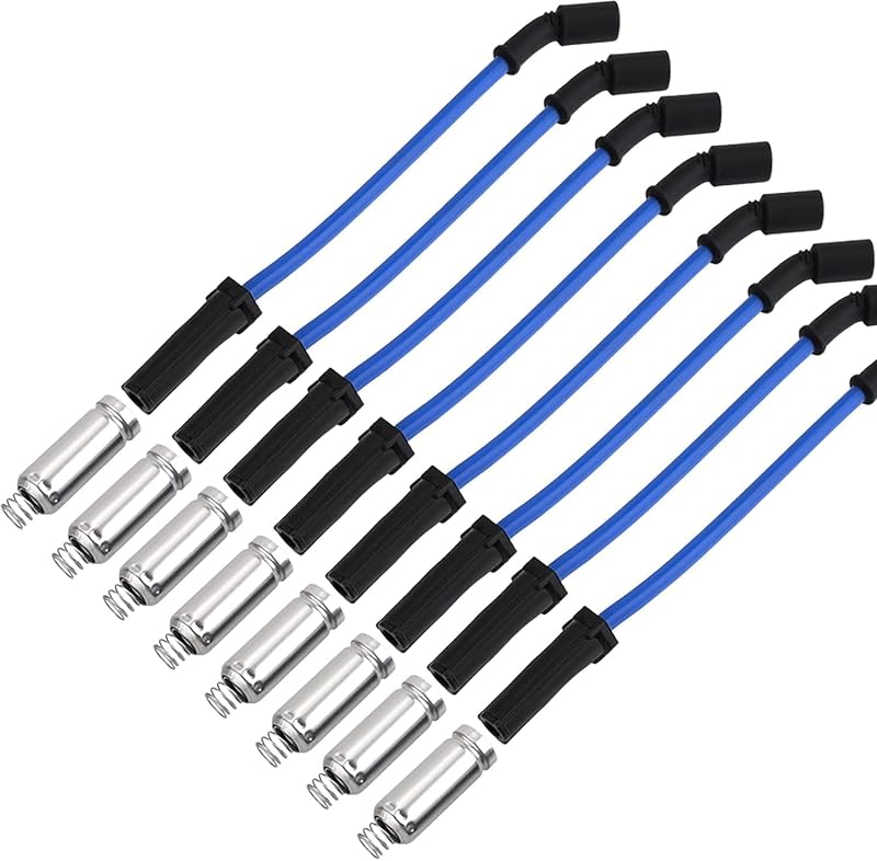 Jogo de cabos de vela 10,2 mm Cable Master azul para motores GM LS V8 4,8 L, 5,3 L, 6,0 L e 8,1 L 1999–2007