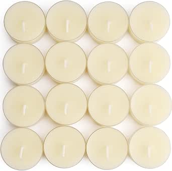 16 Pack Natural Beeswax Tealight Candles, 4 Hour Burn Time, Dripless & Smokeless, Ivory