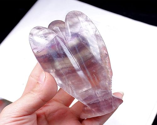 Miniatura 3 de Piedra curativa de ángel de bolsillo de fluorita tallada a mano, piedra preciosa natural, cuarzo, estatua curativa de 2 pulgadas (fluorita)