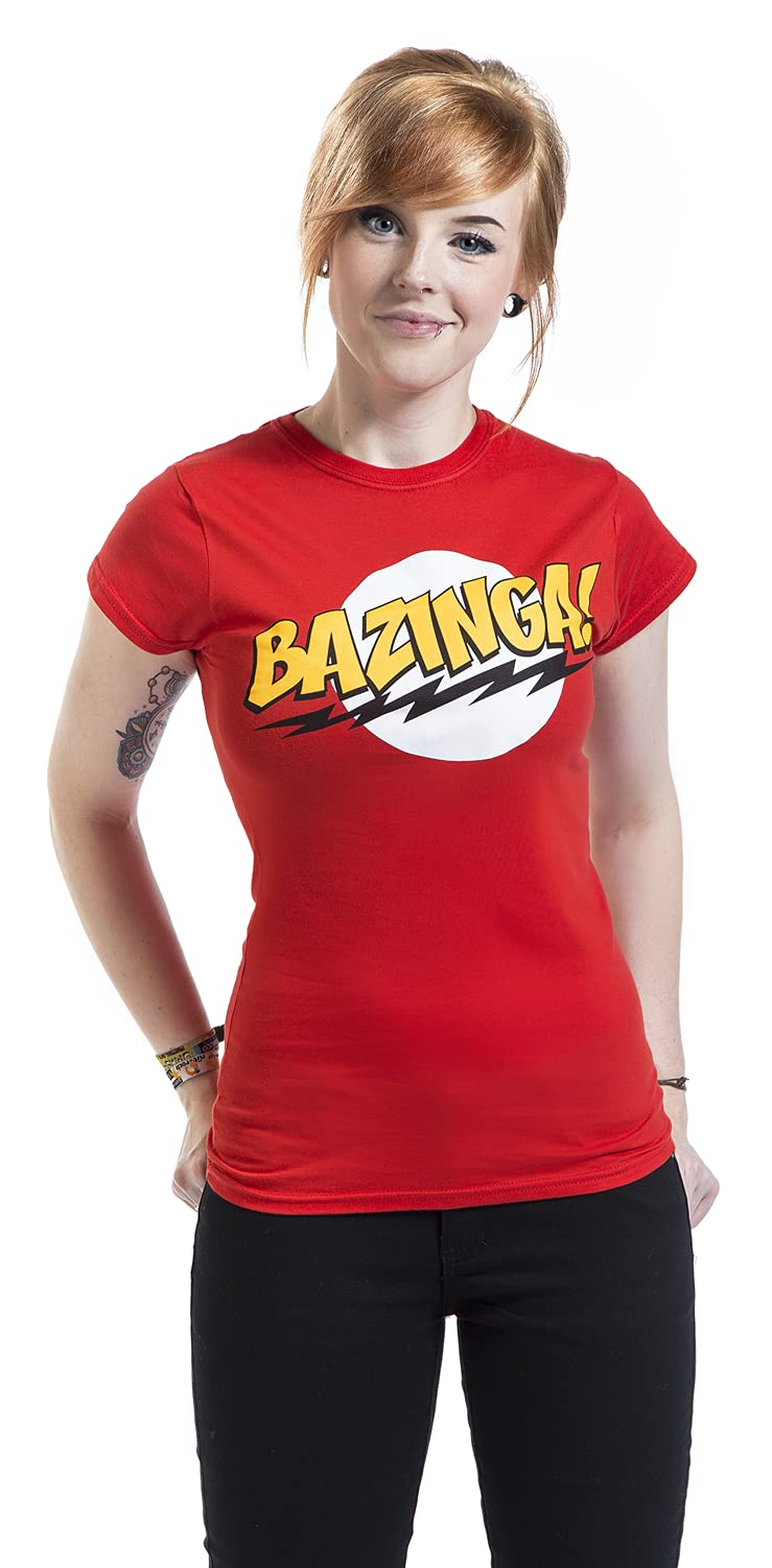 The Big Bang Theory Bazinga Mujer Camiseta Rojo Regular