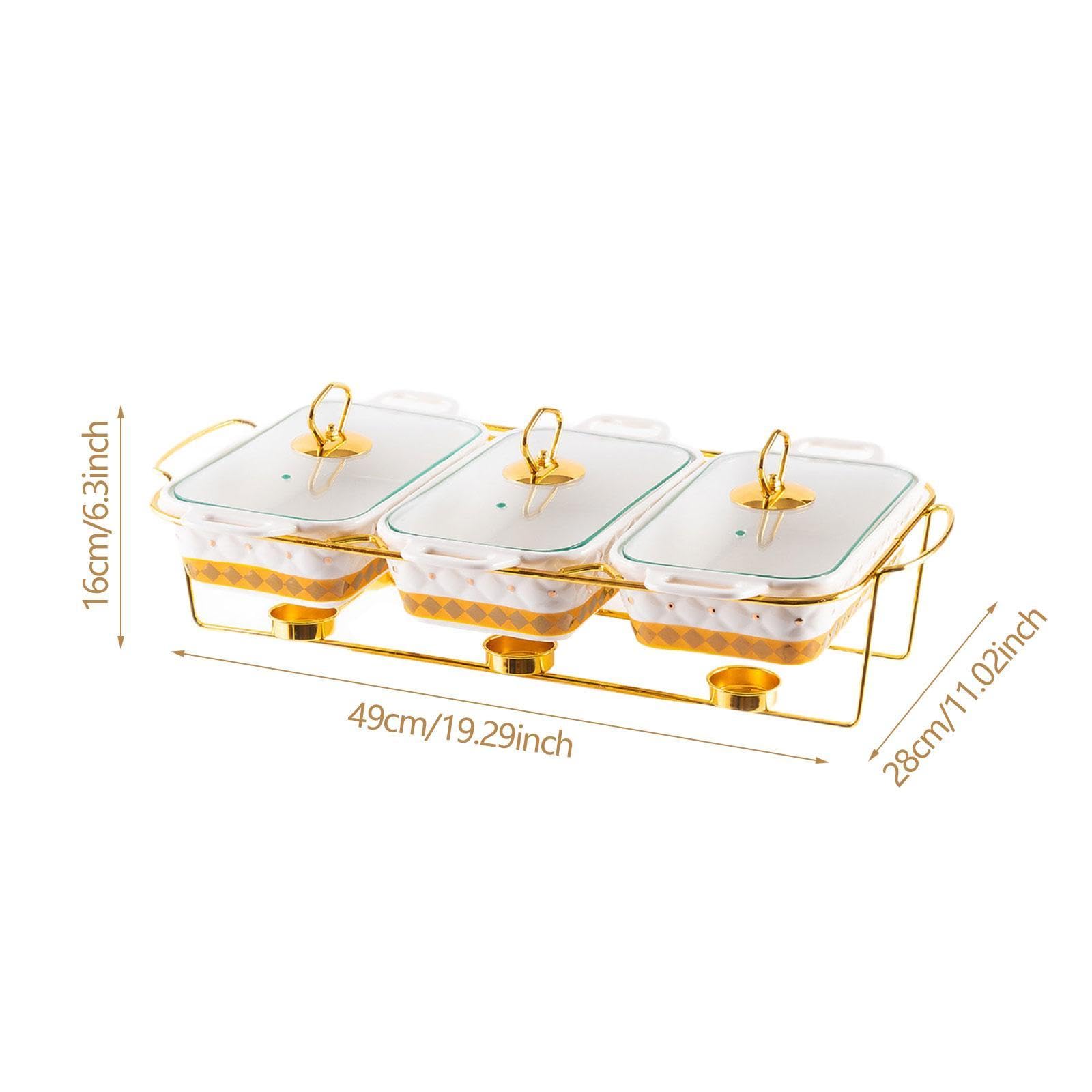Scaldavivande per buffet, scaldavivande portatile, per feste, vacanze, banchetti, eventi, casseruola, finitura in acciaio inox, design a 3 scomparti