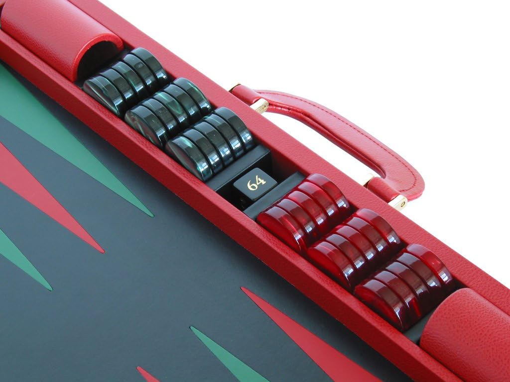 Large Backgammon Set 23" - Genuine Dollaro Leather - Precision Dice