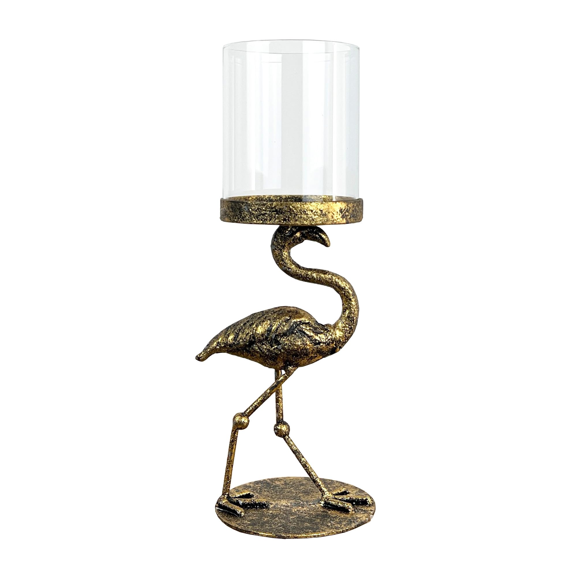 Alfie Francis Gold 33.5Cm Tall Large Vintage Style Flamingo Pillar Candle Holder Home Decoration Ornament Statue Sculpture Figurine
