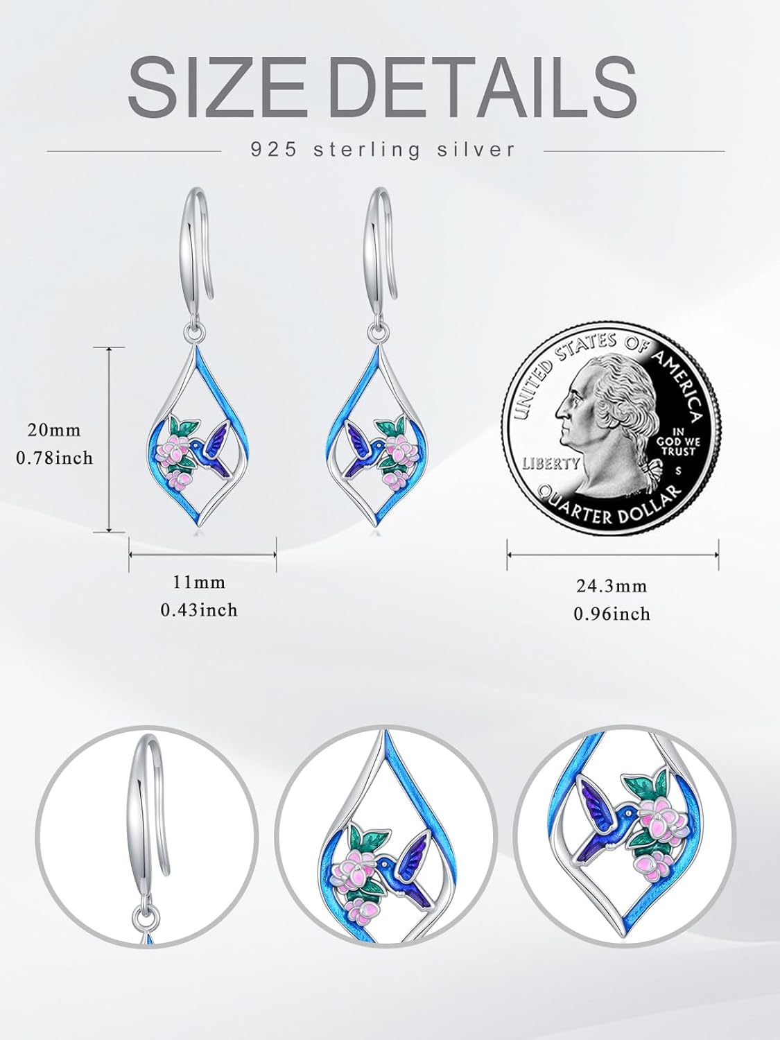 Dorunmo Sterling Silver Lotus/Abalone Filigree/Turquoise/Butterfly/Tulip/Daisy/Sunflower/Hummingbird Dangle Drop Hoop Leverback Boho Bohemian Jewelry Gifts for Women