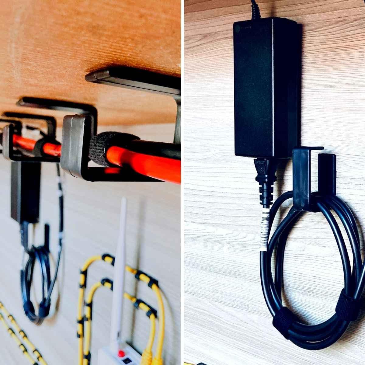 Organizador de cabos e fios para mesa oculto kit com 8 unidades
