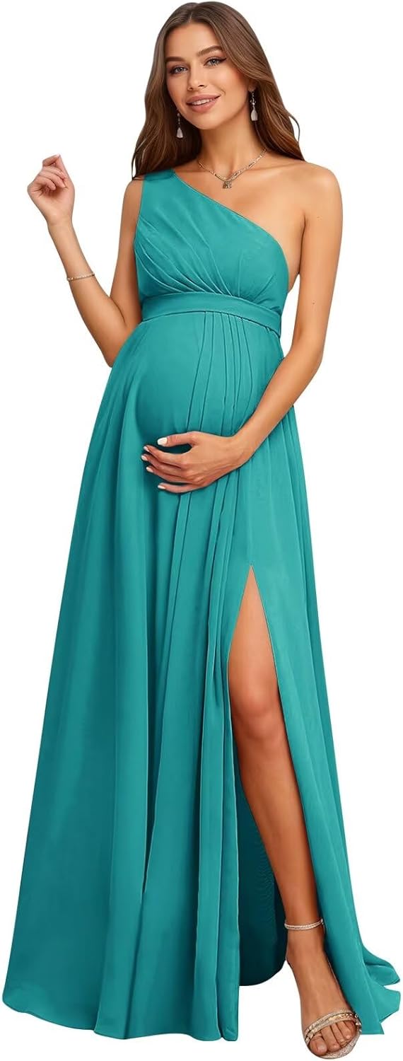 Bedlover One Shoulder Maternity Bridesmaid Dresses 2025 Chiffon Baby Shower Dress for Mom to Be