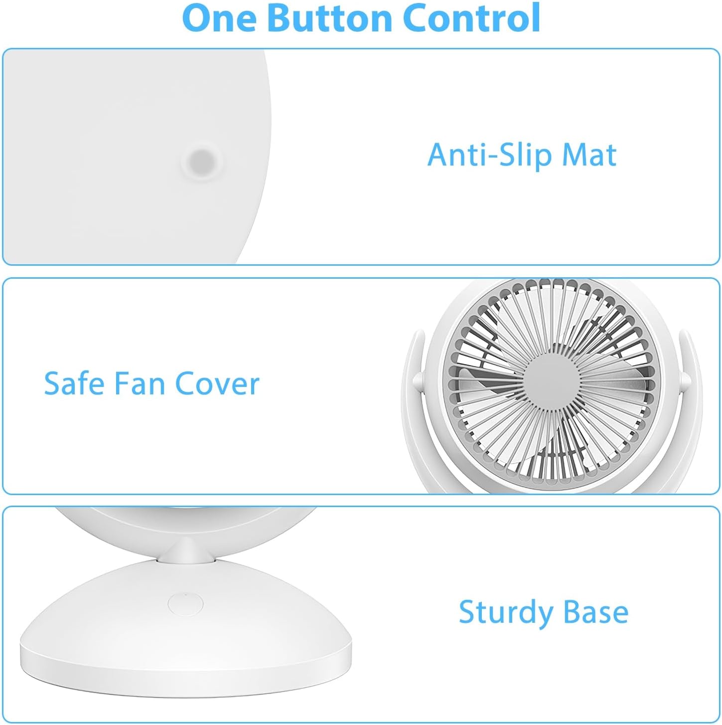 Air Circulator Tabletop Portable Rechargeable Oscillating Fan with 4 Speeds 360-Degree Tilt Head - Automatic Rotation - Quiet 40dB for Home Office Bedroom Kitchen - Wind Distance upto 32ft