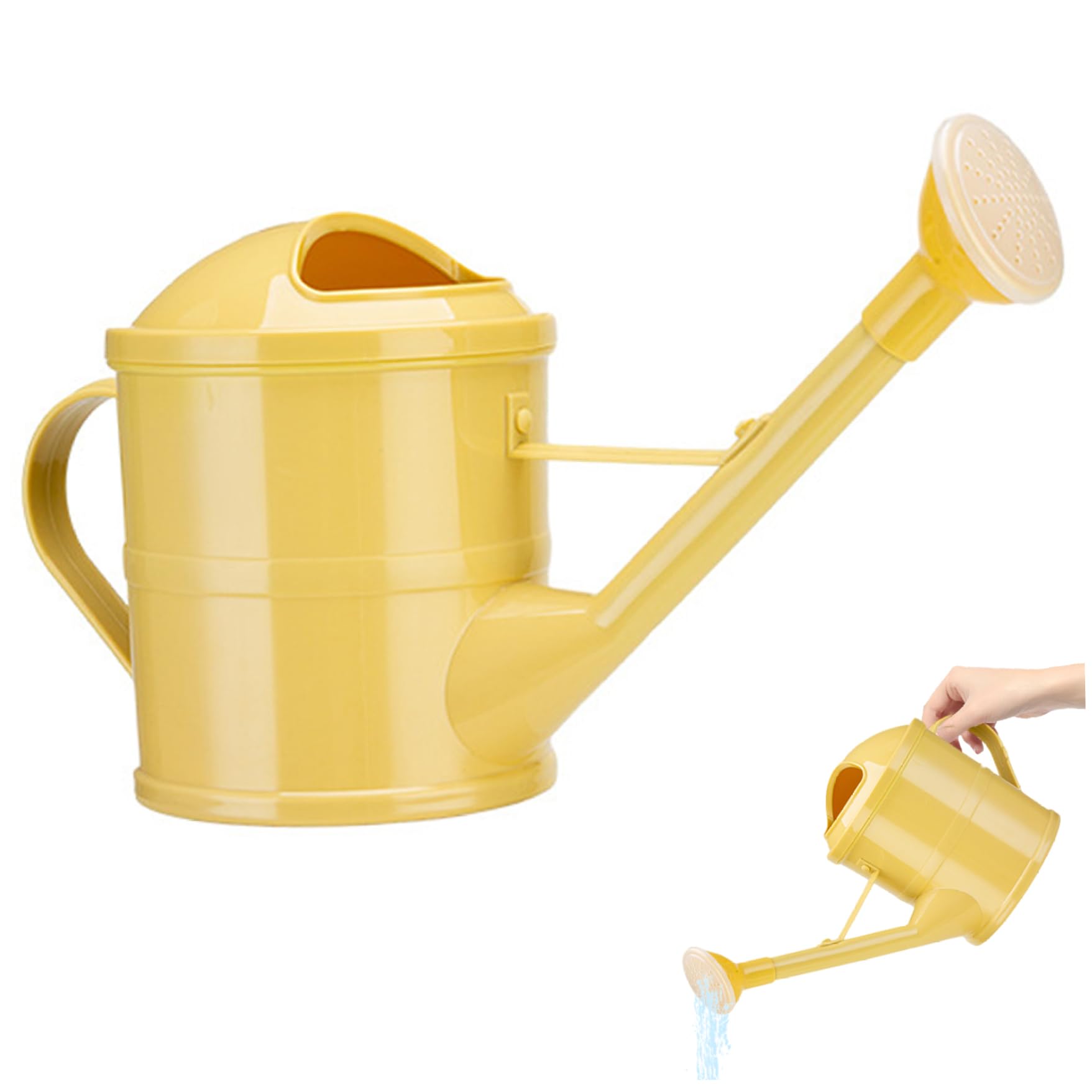 Arrosoir 1,5 L pour plantes et fleurs de balcon au bec long amovible jaune
