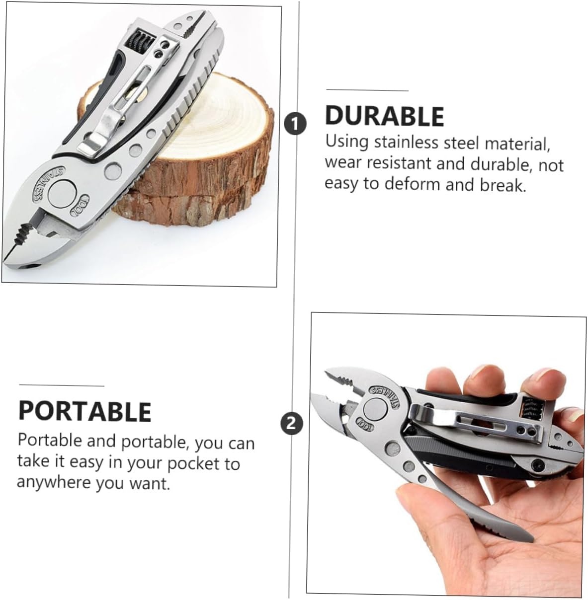 POPETPOP 2Pcs Multi Tool Pliers Ergonomic Camping Wrenches with Locking Design for Fishing DIY and Everyday Use Portable Multi Functional Tools