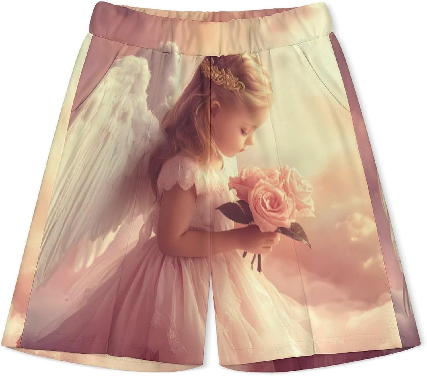 Angels-Rose Flower Mens Polo Shirts Track Suits 2 Piece Short Sleeve Sweatsuit 1/4 Zip Golf Loungewear for Sports