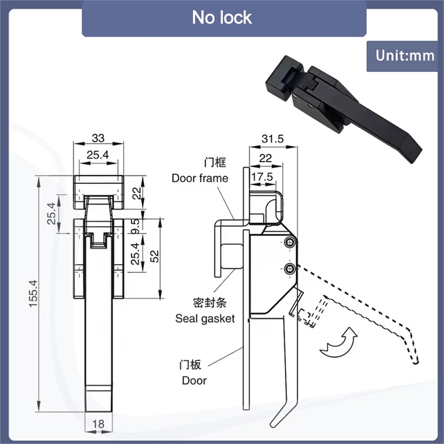 Heavy Door Handle Locks Made of Black Zinc Alloy 1Pcs(No Lock)