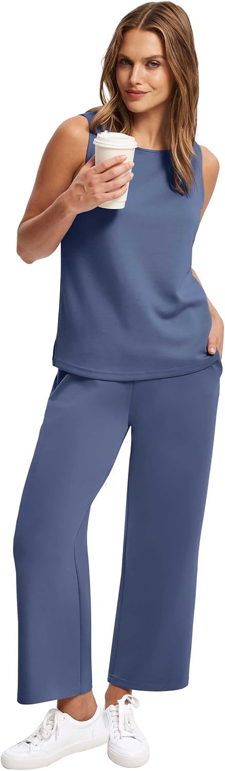 SAMPEEL Two Piece Sets for Women Summer Outfits Beach Vacation Clothes Wide Leg Crop Pants - Image 2