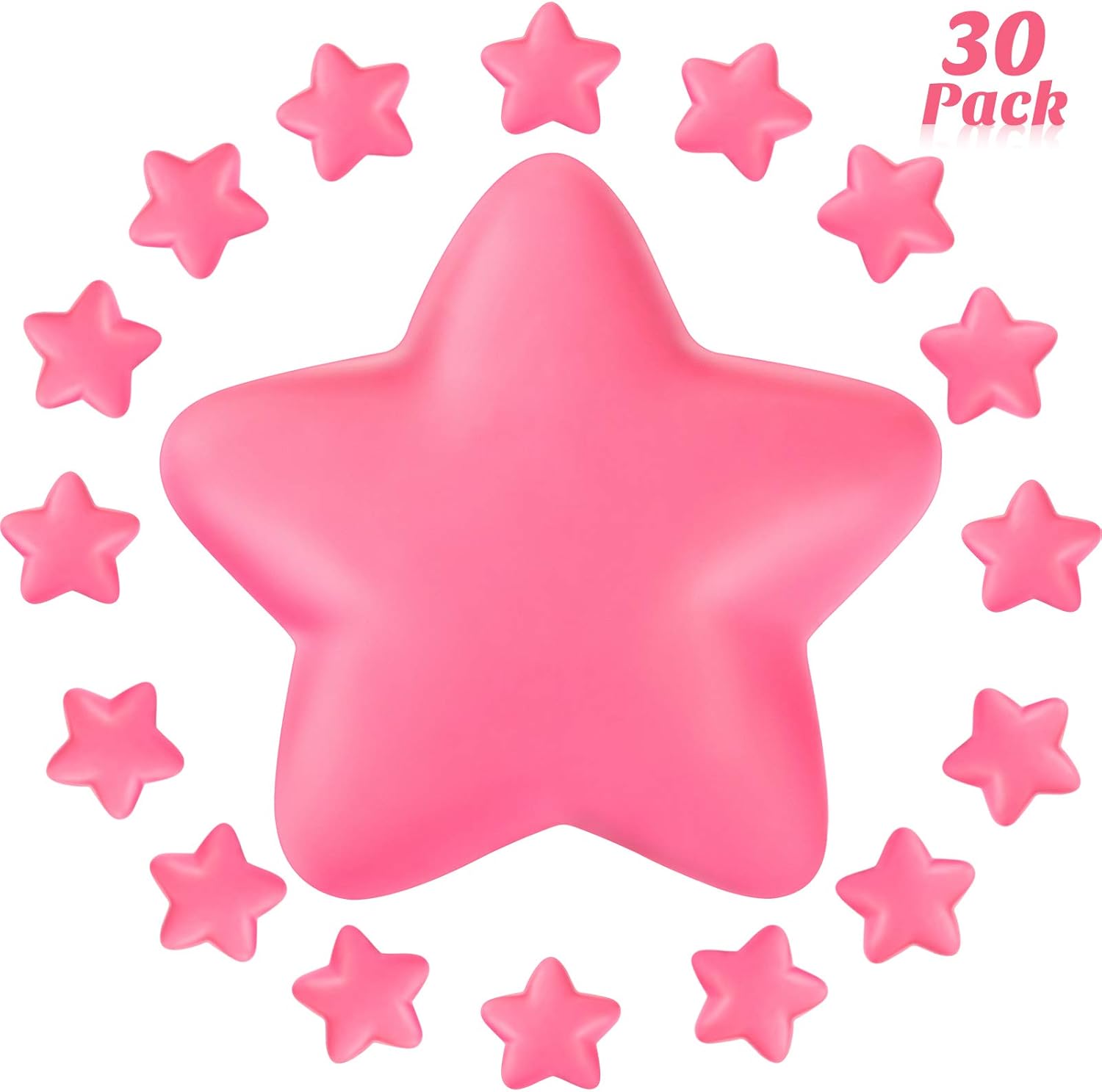 Blulu 30 Pieces Star Stress Ball Bulk Mini Foam Stress Relief Squeeze Ball Toys for School Carnival Reward, Student Prizes, Party Bag Fillers, Hand Exercise