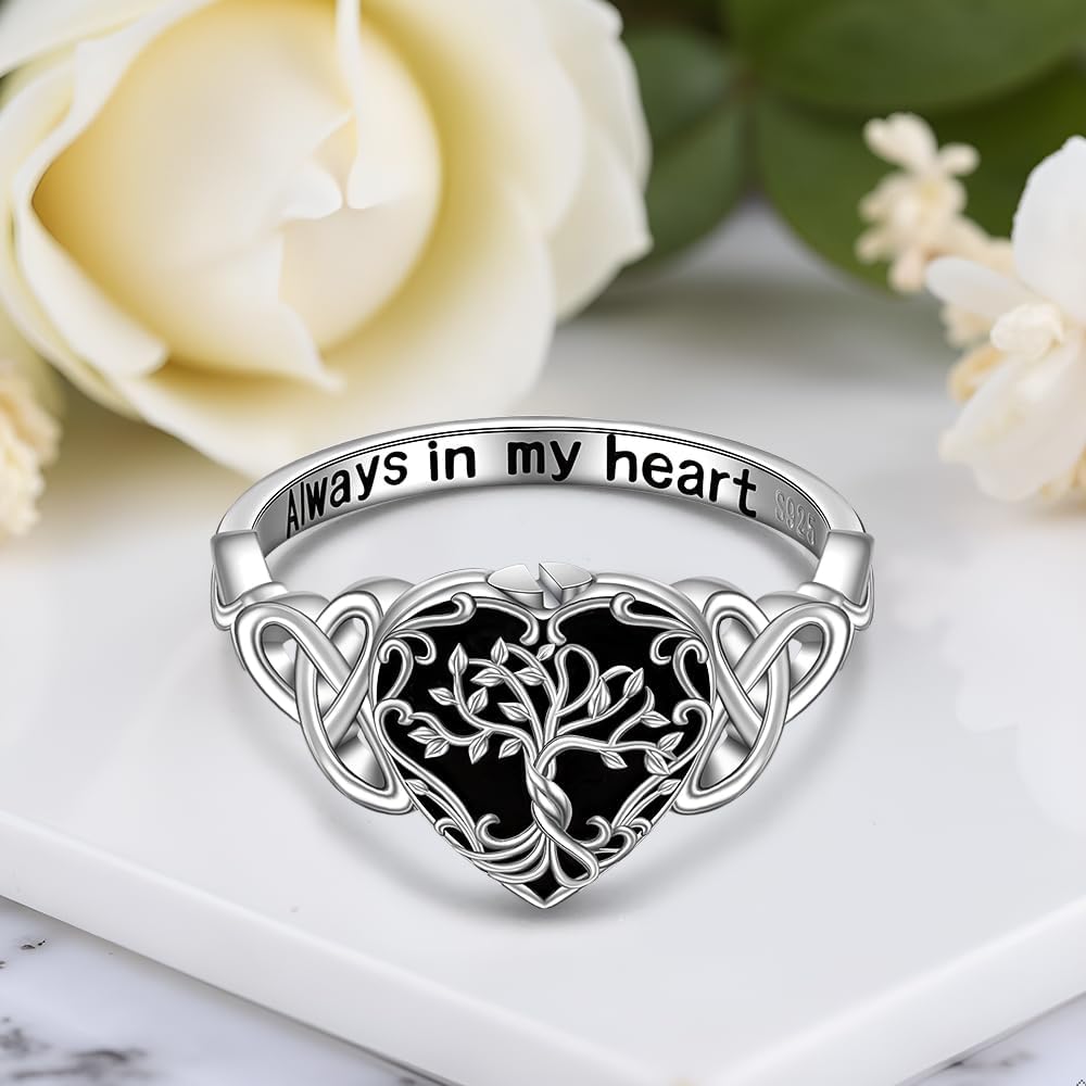 Sterling Silver Tree of Life Urn Ring for Ashes for Women Keepsake Memorial Jewelry Ring Meaningful Design for Daily Wear or Gift