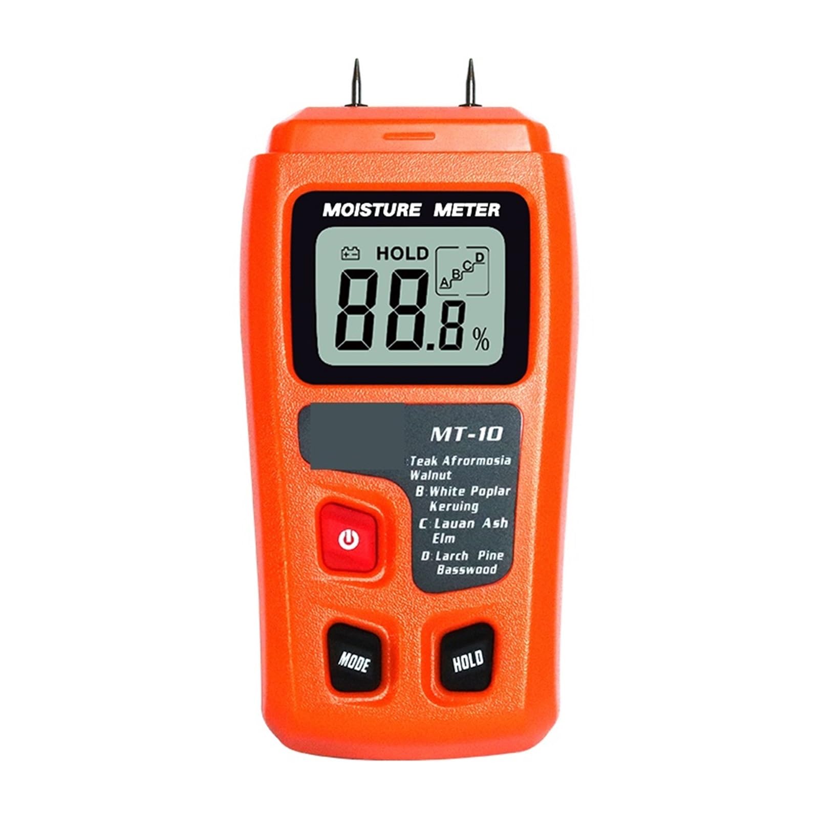 Mnmioio Mt10 No Backlight Digital Moisture Tester, Mt-10 Emt01 Wood Moisture Meter Humidity Tester Hygrometer Timber Damp Detector Tree Density Digital Grey(Mt10 No Backlight)