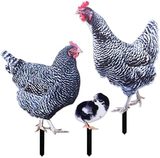 SaiDian 1Set Acrylic Chicken Statues Realistic Chicken Family Animal Garden Statues for Yard Art Lawn Rustic Garden Outdoor Décor