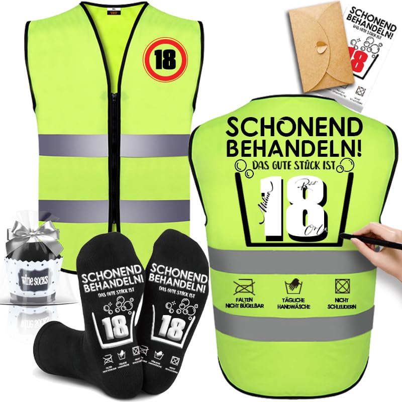 Charfia 18/30/40/50/60 Geburtstag für Männer und Frauen, Lustige Geschenke Geburtstag Weste, Geburtstag Socken Herren und Karte.Geschenke für Männer, Geschenk 18/30/40/50/60 Geburtstag Mann