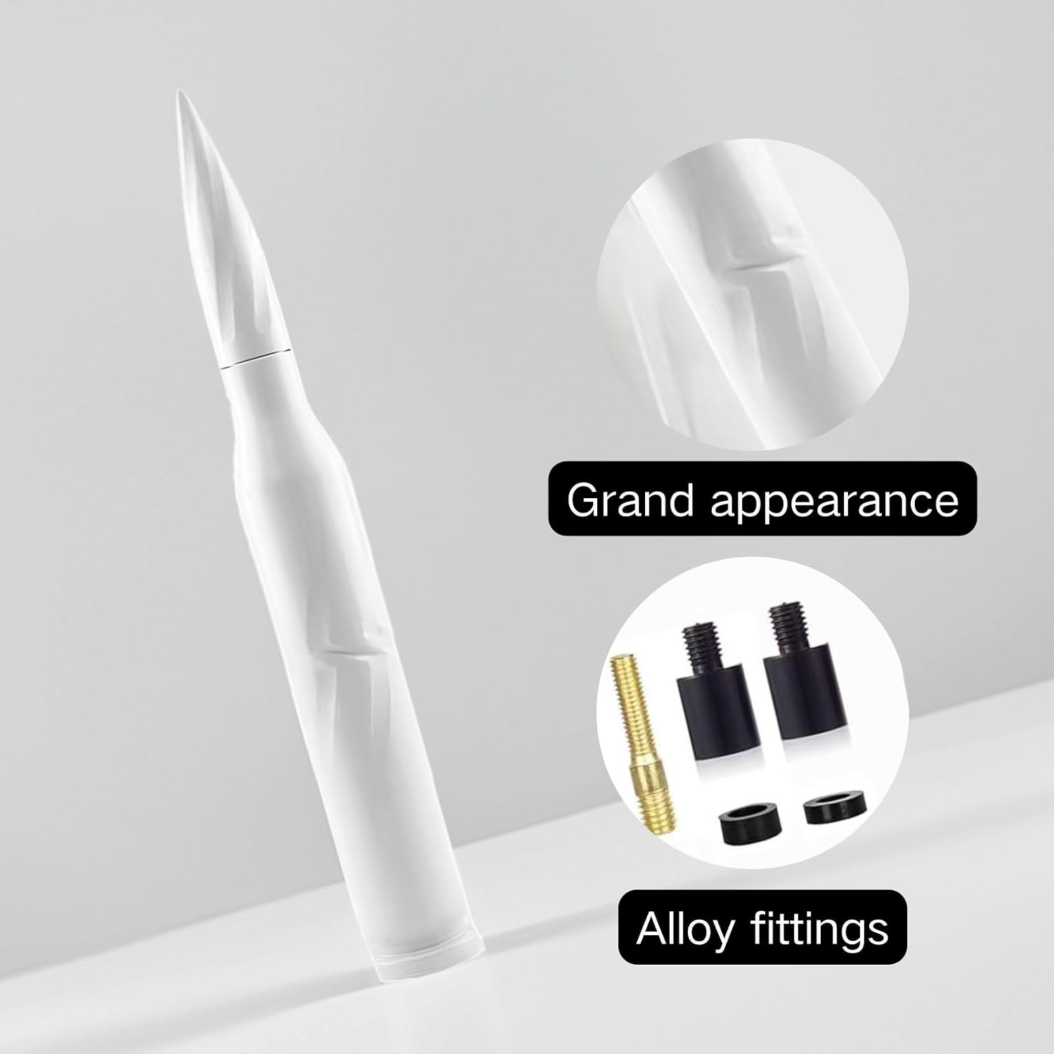 5.5 inch White Bullet Antenna Replacement for Ford F150 F250 F350 RAM 1500 2500 Raptor Truck Antenna Accessories