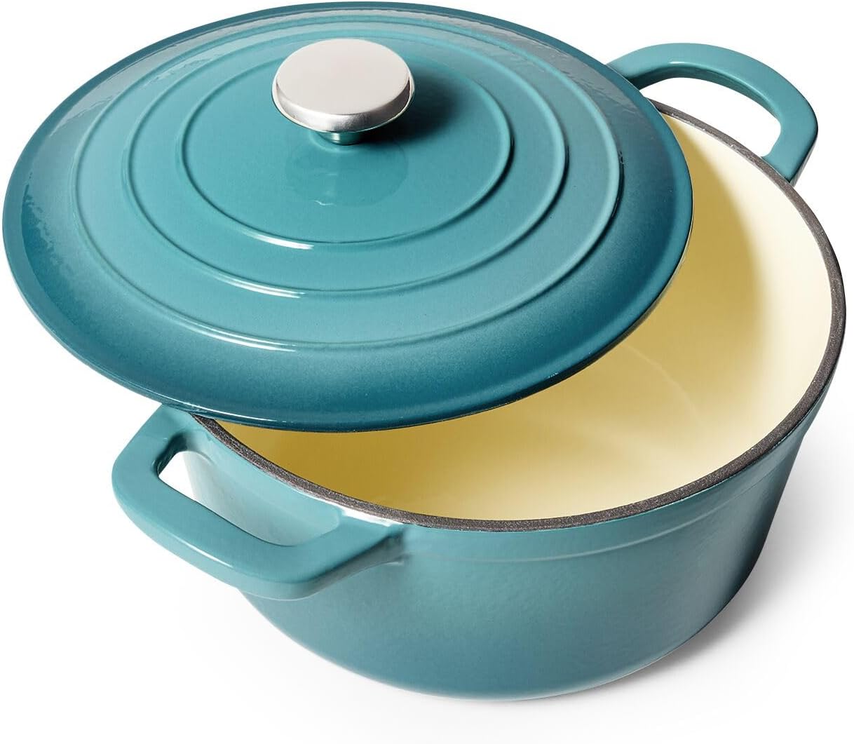 エナメル鋳鉄ラウンドダッチオーブン、5クォート、ライトブルー Amazon