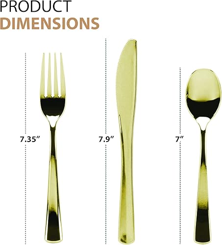 Miniatura 5 de Lillian Tablesettings Juego de 40 cubiertos y servilletas preenrollados con cubiertos dorados pulidos de tamaño completo, 10 tenedores, 10