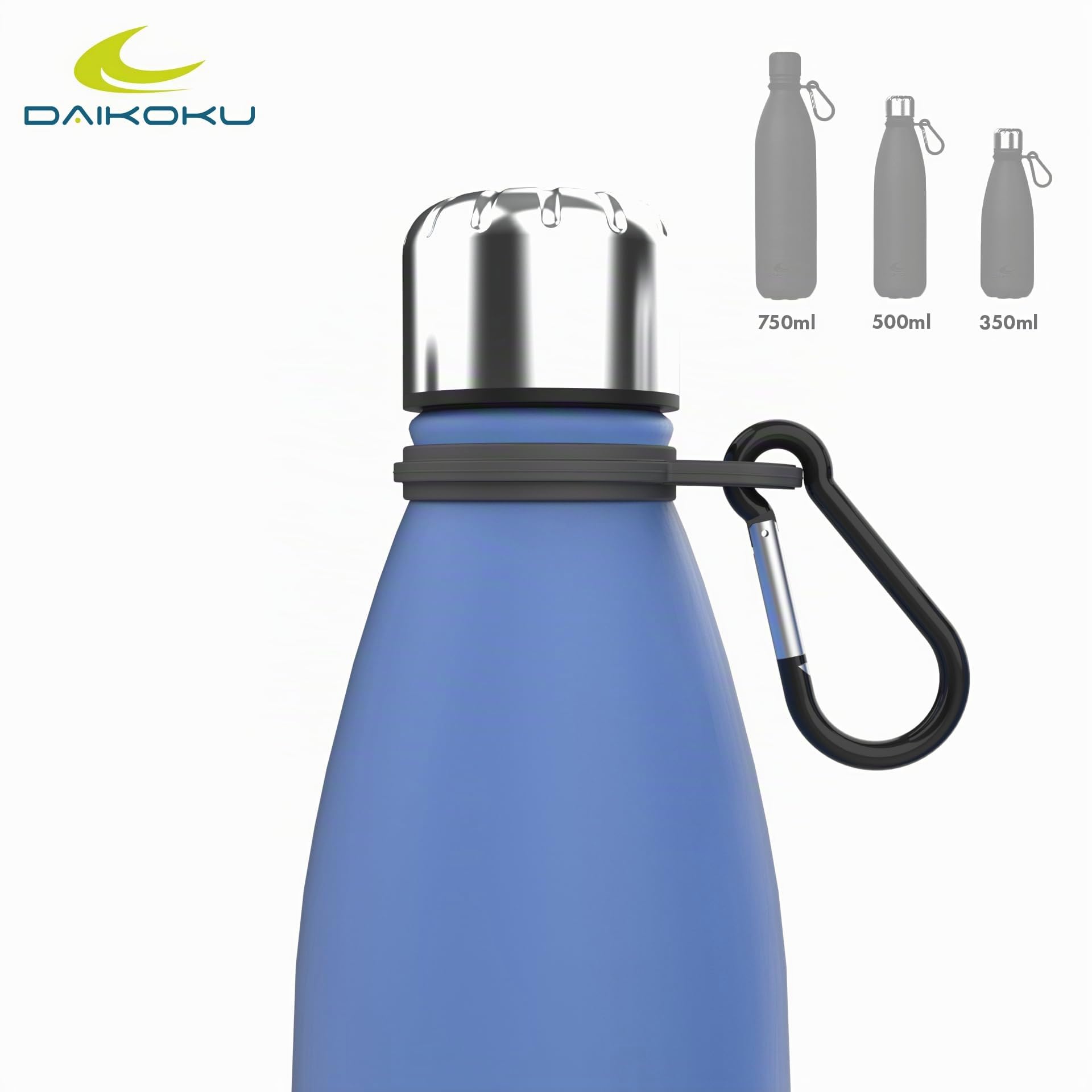 Daikoku, Bottiglia Termica in Acciaio Inossidabile | Doppia Parete Isolante | 100% Antifuga | Sicura e Salutare, Free BPA | Multifunzionale, Sport Ideale thermo Acciaio Inossidabile, Blu, 350 ML
