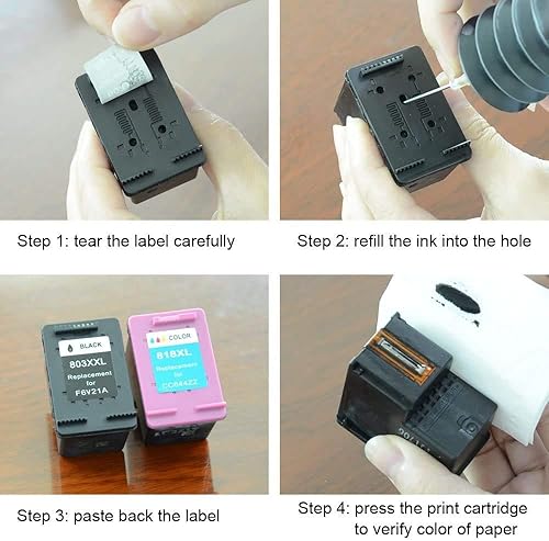 Miniatura 5 de Kit de recarga de tinta 2x100ML negro para Canon 250 251 270 271 280 281 1200 2200 PG240 CL241 PG245 CL246 PG210 Cartucho de tinta recargable CIS