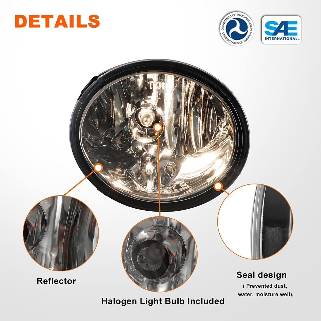 ROXX Fog Lights Sets For 2001-2007 Toyota Sequoia/2000-2006 Toyota Tundra(Not Fit Steel Front Bumper Models) Fog Light Assembly OE Style Bulb 9006 12V51W + Wiring Harness Kit + Switch(Clean lens)
