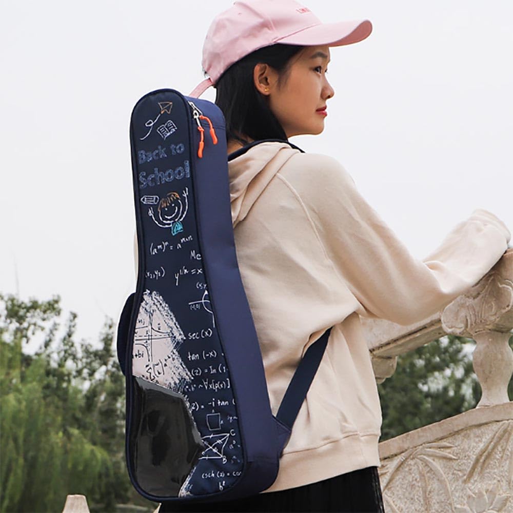 Custodia per ukulele da 61 cm, semitrasparente, con motivo graffiti personalizzati, custodia per ukulele da concerto, borsa per chitarra a 4 corde (A)