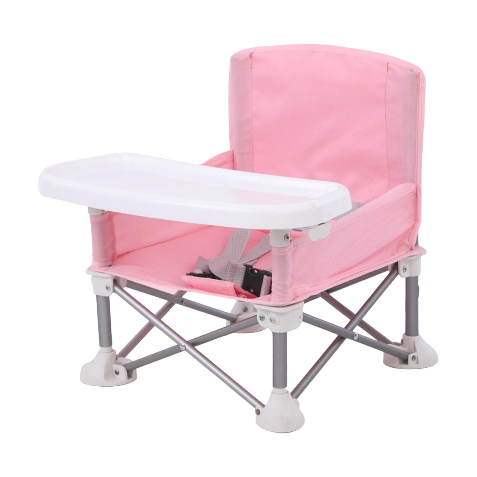 F Fityle Rehausseur de Siège pour Bébé Pliant avec Ceinture de Sécurité - Chaise de Plage Extérieure d'Alimentation Portable et Stable, Rose