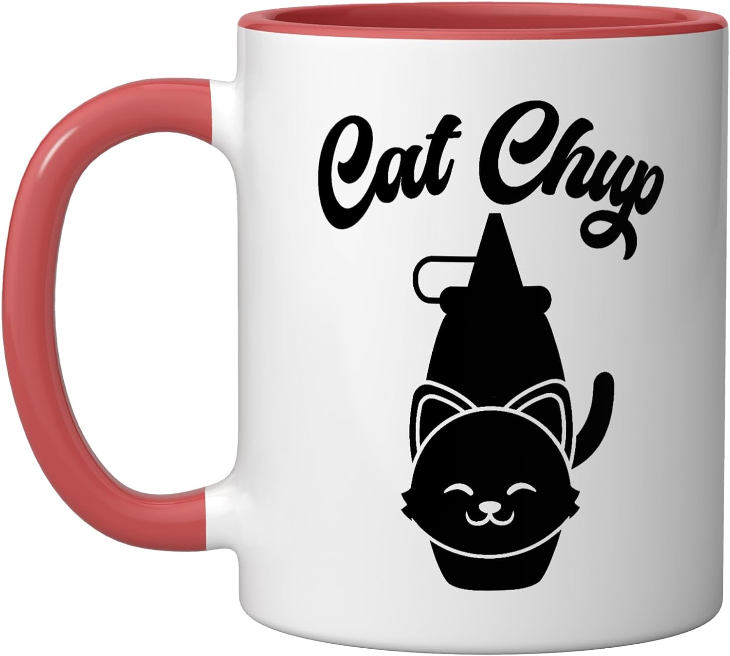 Catchup Ketchup Food Lover Foodie Cat Whisperer Ceramic Mug, Black/White, 15oz image 5