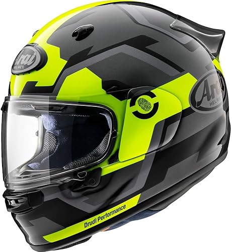 Arai Contour-X Face - Casco unisex para motocicleta de calle para adultos, color negro, gris y amarillo fluorescente, talla M