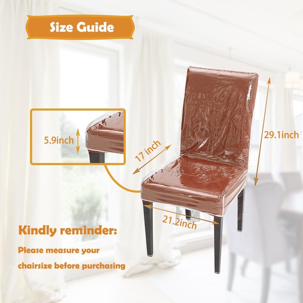Plastic Dining Chair Protector, Chair Covers with Backrests, Clear PVC Waterproof Seat Cover, Keep Your Dinning Chair Away from Dust/Stains/Cat Dog Hair/Scratches (6)