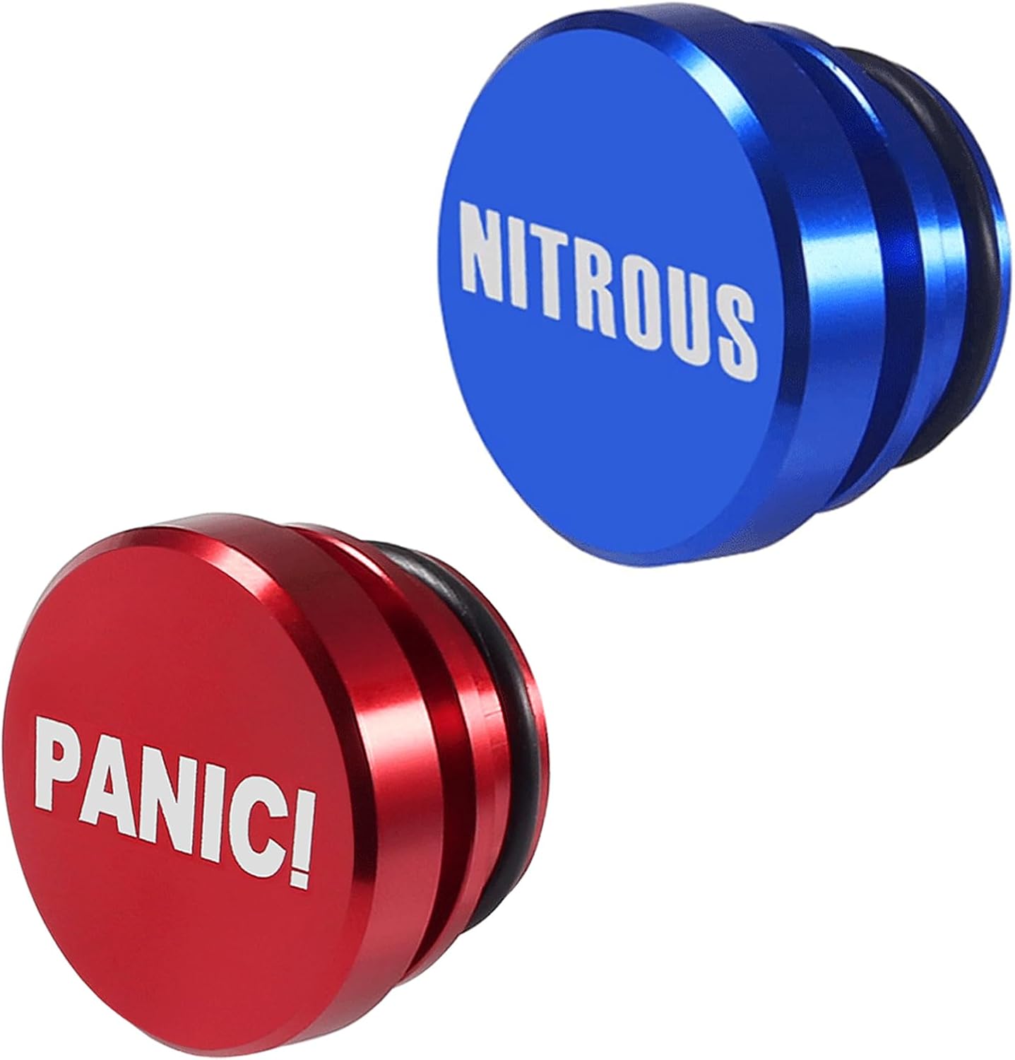 2PCS Aluminum Dustproof Plug Billet Button Plugs Cigarette Lighter Plug Cover 12-Volt Replacement Accessories Car Decoration Compatible with Most Vehicles Auto Car (NITROUS&PANIC)