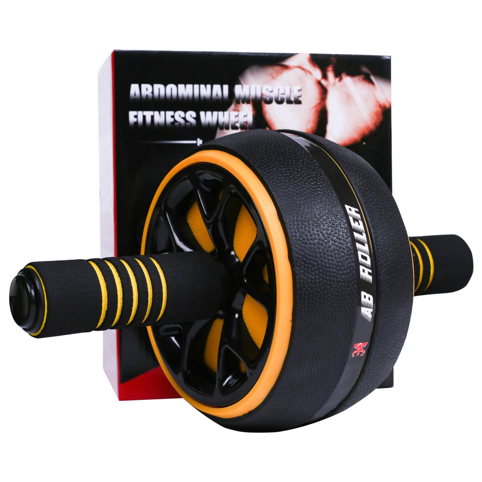 A.F.N.A.L AB Wheel Roller, Exercise Abdominal Wheel Fitness for Gym & Home, Work-out Strength-Training Equipment with Knee Pad, Yellow
