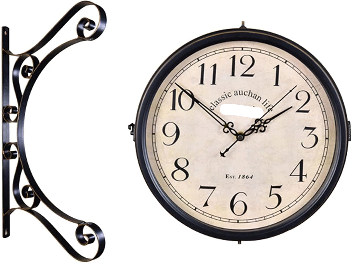 MYUYEE Outdoor Garden Clocks, Station Clock Double-Sided Hanging Clock Wall Clock Retro Vintage Station Clock Outdoor Clocks for Patio - Vintage Clock