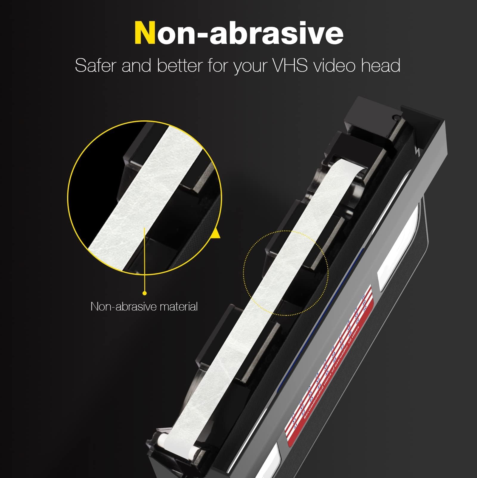 Mwin VHS Video Head Cleaner per VHS/VCR Players, tecnologia a secco - Nessun fluido richiesto riutilizzabile 50 volte