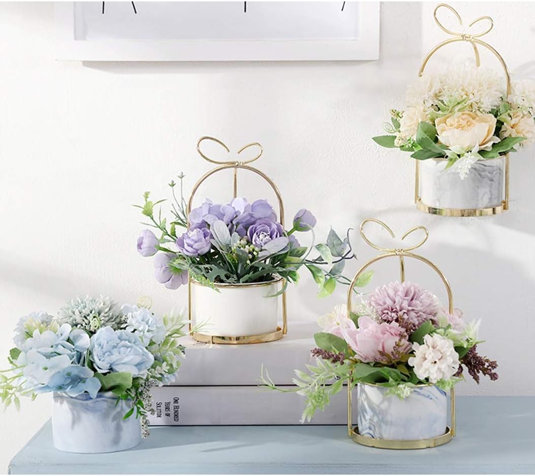 YYDS Vase Set Artificial Flowers Fake Flowers Bonsai with Pot Vase Pompon Chrysanthemum Hydrangea Peony Artificial Flowers Wedding Party Home Decor Artificial Flowers (Color : Light Purple)